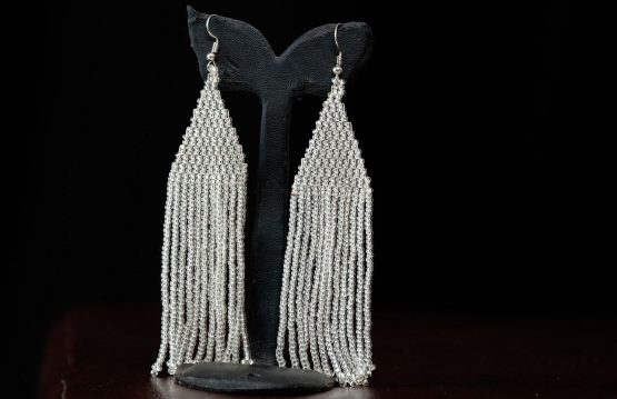 Silver glass earrings